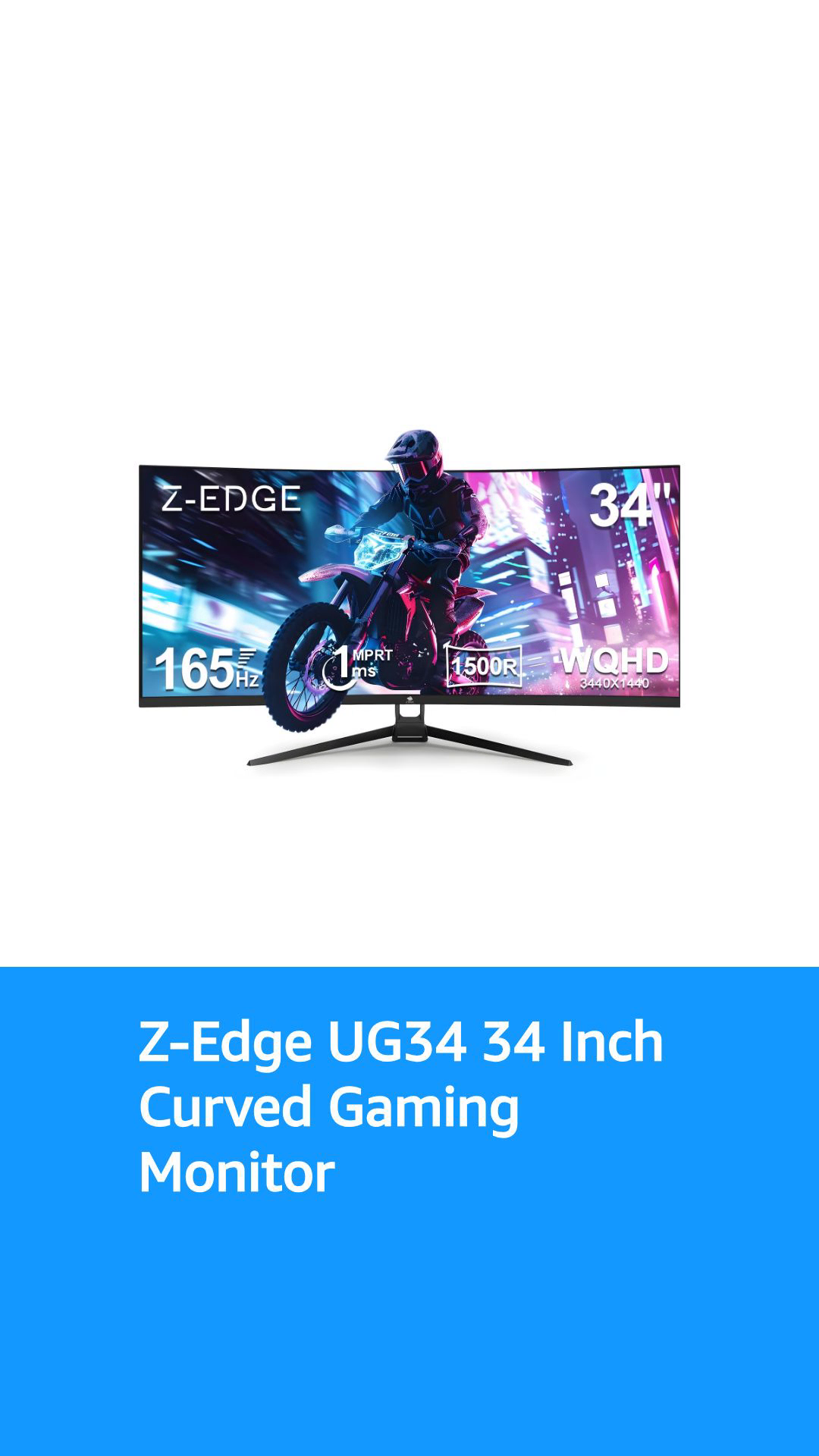 Z-Edge 34 Inch Ultrawide Curved 3440x1440 UWQHD Gaming Monitor